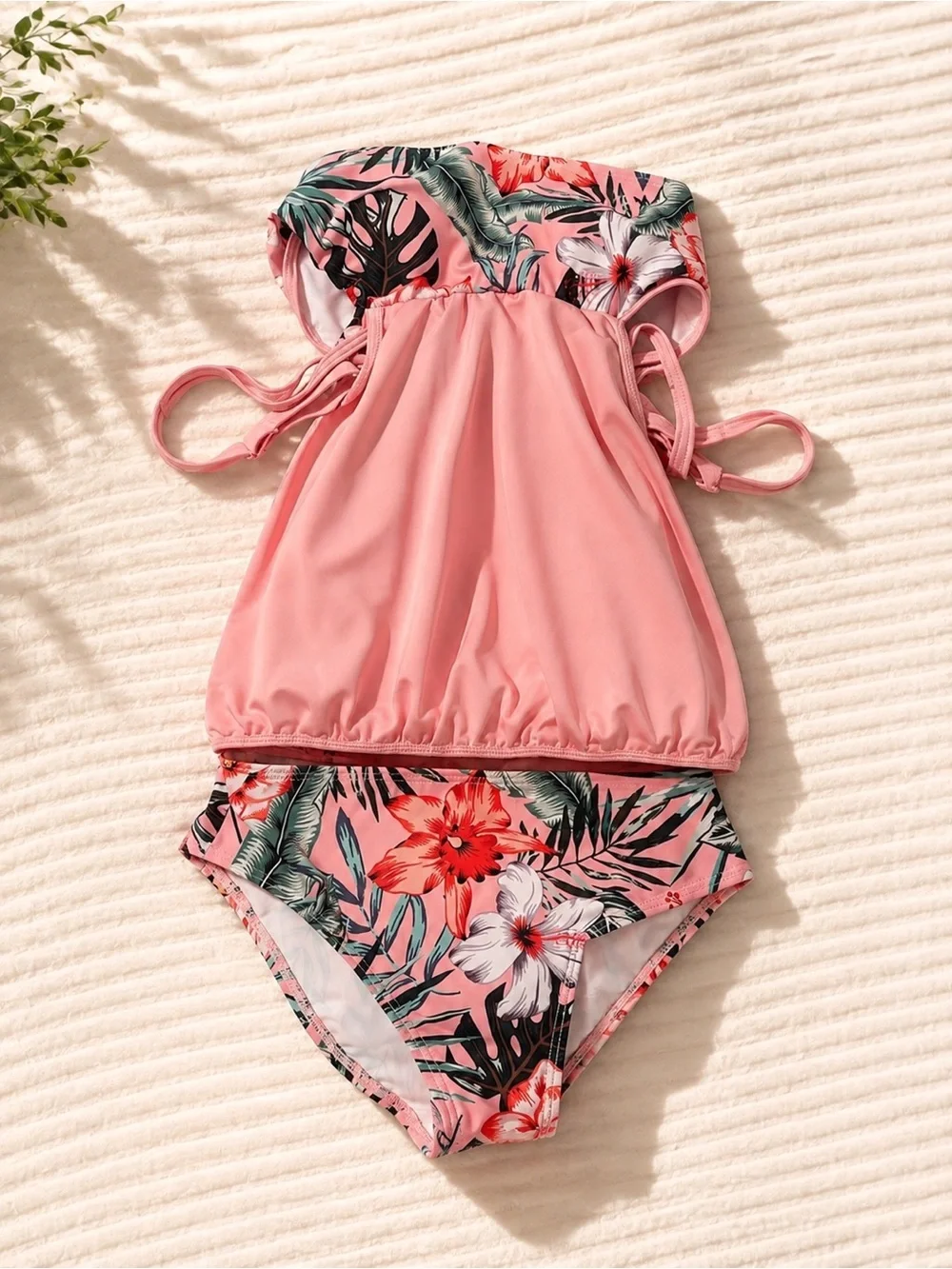 Girls Pink Swimsuit Top - Solid Light Pink